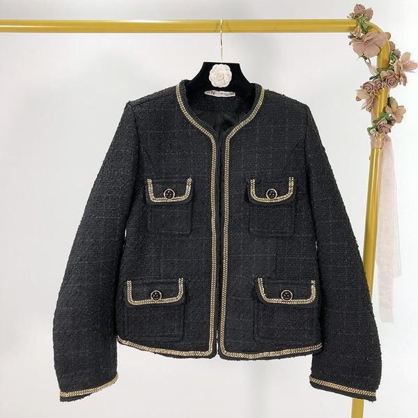 women's jackets clothing autumn with heavy bright silk tweed coat female celebrity metal chain edge cardigan1, Black;brown
women's jackets clothing autumn with heavy bright silk tweed coat female celebrity metal chain edge cardigan1, Black;brown