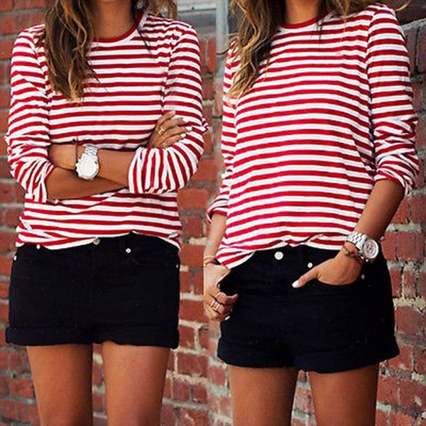 casual 2021 women red white striped long sleeve cotton loose shirt female basic o neck tee autumn pullovers
casual 2021 women red white striped long sleeve cotton loose shirt female basic o neck tee autumn pullovers