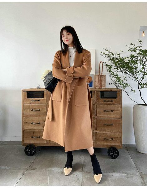 korean coat 2020 high-end double-sided cashmere coat women's long hand-sewn loose bathrobe autumn and winter women, Black
korean coat 2020 high-end double-sided cashmere coat women's long hand-sewn loose bathrobe autumn and winter women, Black