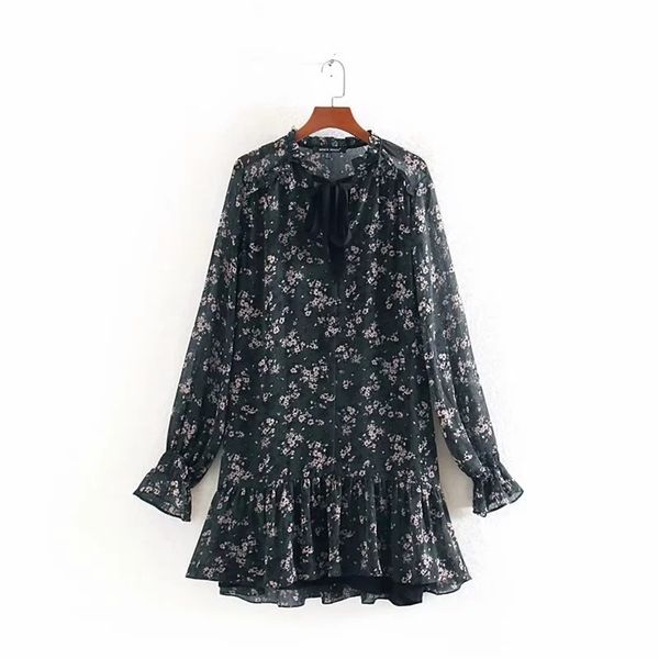 vintage flower prints chiffon v neck bow tie women mini dress autumn leisure lady long sleeve loose dresses lj200818, Black;pink
vintage flower prints chiffon v neck bow tie women mini dress autumn leisure lady long sleeve loose dresses lj200818, Black;pink