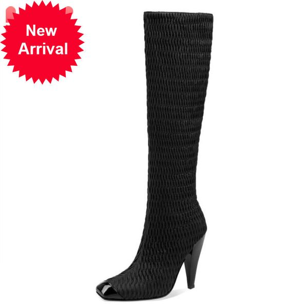 women knee fashion square toe winter warm woman high heels long boots office lady party shoes size 34-43, Black
women knee fashion square toe winter warm woman high heels long boots office lady party shoes size 34-43, Black