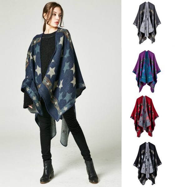 stars women scarves winter pashmina poncho v-neck cashmere cardigan lady warm cape shawl blankets cloak coat sweater 5 colors, Blue;gray
stars women scarves winter pashmina poncho v-neck cashmere cardigan lady warm cape shawl blankets cloak coat sweater 5 colors, Blue;gray
