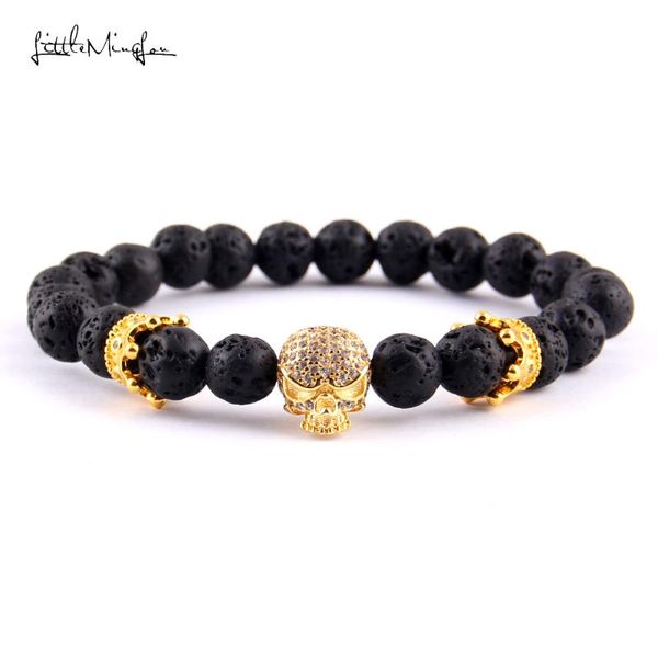 charm bracelets little minglou luxury pave white zircon skull crown 8mm lava bead men skeleton & bangles for women jewelry, Golden;silver
charm bracelets little minglou luxury pave white zircon skull crown 8mm lava bead men skeleton & bangles for women jewelry, Golden;silver