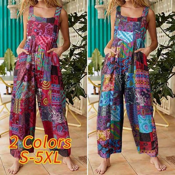 national oversized style slacks new women's waistband button printed jumpsuit, Black;gray
national oversized style slacks new women's waistband button printed jumpsuit, Black;gray