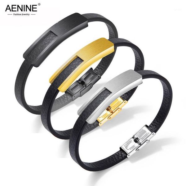 aenine punk simple black leather men's bracelet gold/black/silver stainless steel male hand strap id bangle jewelry aoph12881, Golden;silver
aenine punk simple black leather men's bracelet gold/black/silver stainless steel male hand strap id bangle jewelry aoph12881, Golden;silver