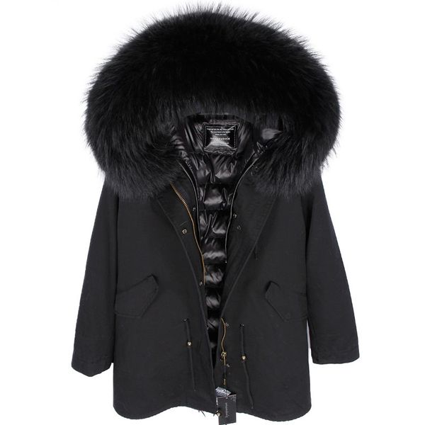 2021 New Winter Detachable Lining Great Fur Collar Down Female Long Section UELE, Black