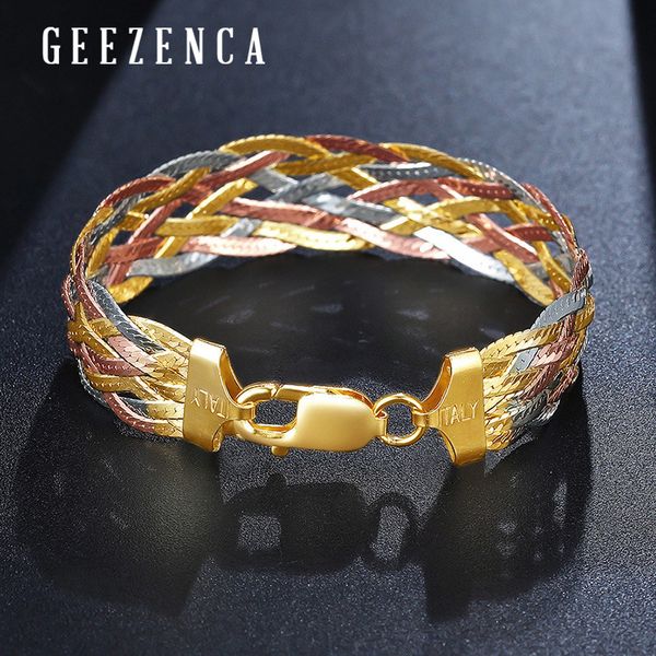 italian 925 sterling silver three color gold plated thread weave bracelets fine jewelry women trendy valentine's day giftq0111, Black
italian 925 sterling silver three color gold plated thread weave bracelets fine jewelry women trendy valentine's day giftq0111, Black