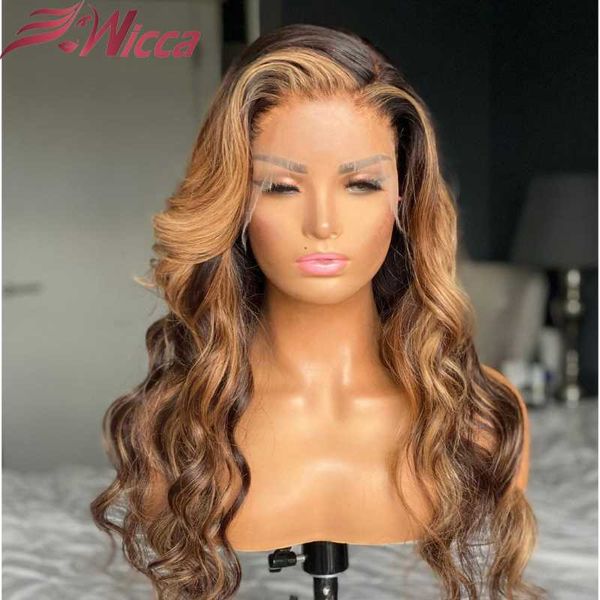 lace wigs wicca 180 density front human hair wig highlights color body wave pre plucked with baby bleached knots for black women, Black;brown
lace wigs wicca 180 density front human hair wig highlights color body wave pre plucked with baby bleached knots for black women, Black;brown