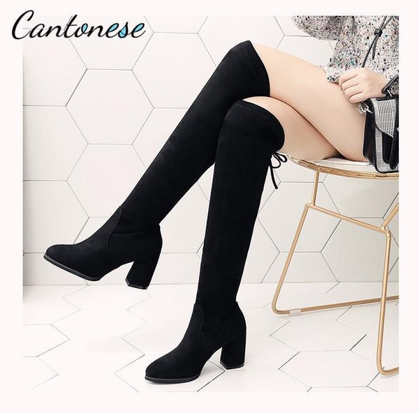 over knee black color thick solid color cross-tied elasticity elastic band women shoes1
over knee black color thick solid color cross-tied elasticity elastic band women shoes1
