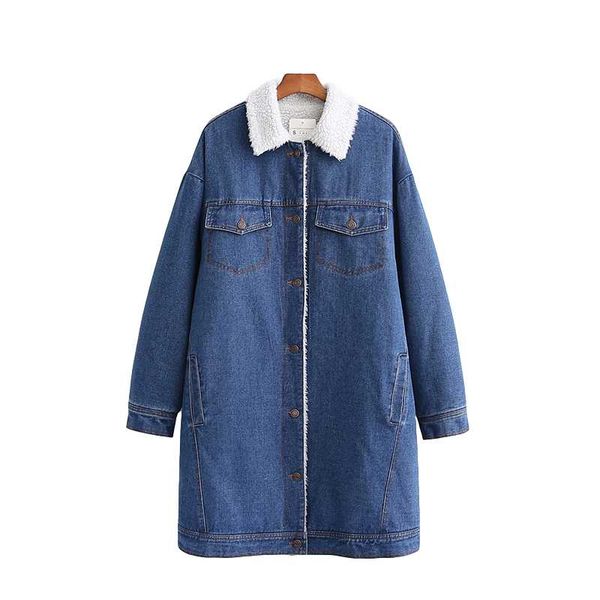 women's down & parkas streetwear women denim long coats 2021 fashion ladies grain cashmere thick outercoat causal female pocket button, Black
women's down & parkas streetwear women denim long coats 2021 fashion ladies grain cashmere thick outercoat causal female pocket button, Black