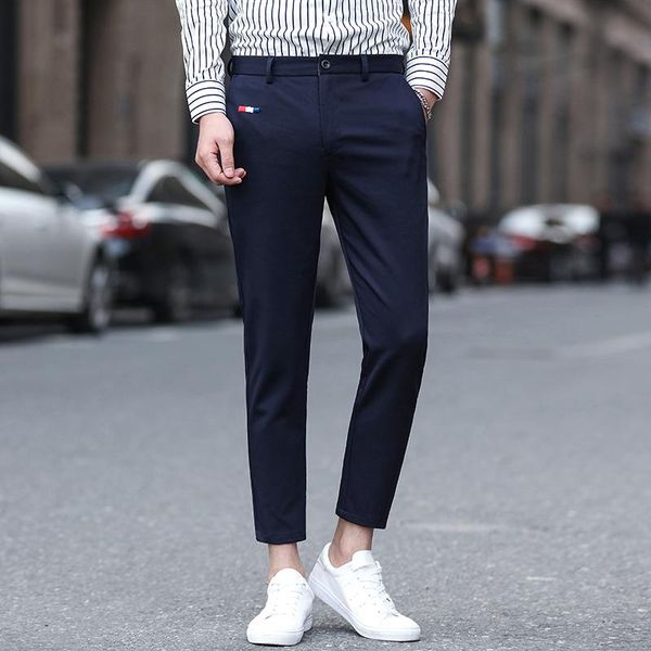 men's suits & blazers 2021 british business dress pants slim embroidered casual streetwear office social trousers cropped costume homme, White;black
men's suits & blazers 2021 british business dress pants slim embroidered casual streetwear office social trousers cropped costume homme, White;black