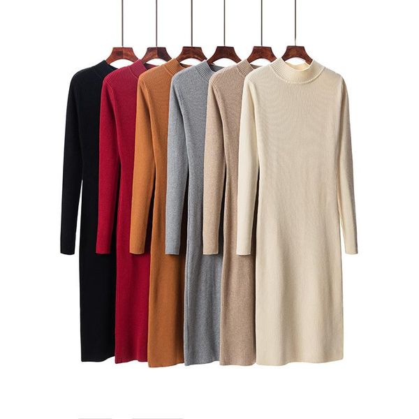 mid-length half high neck a-line sweater women knit sweater open-end base skirt 2020 winter solid color women clothing, White;black
mid-length half high neck a-line sweater women knit sweater open-end base skirt 2020 winter solid color women clothing, White;black