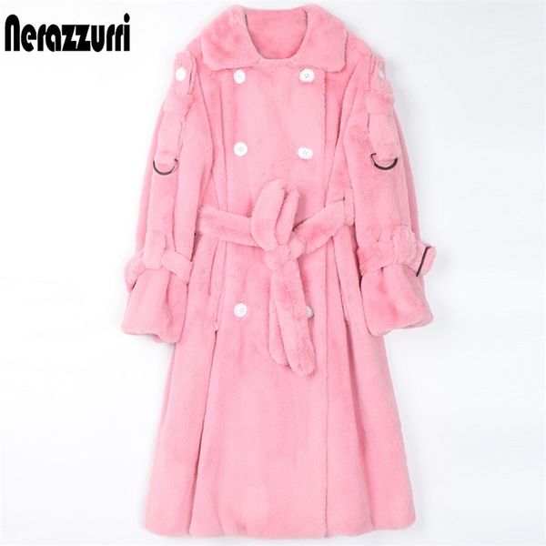 nerazzurri long warm fluffy faux fur trench coat for women double breasted pink white green plus size winter fashion belt 201029, Black
nerazzurri long warm fluffy faux fur trench coat for women double breasted pink white green plus size winter fashion belt 201029, Black