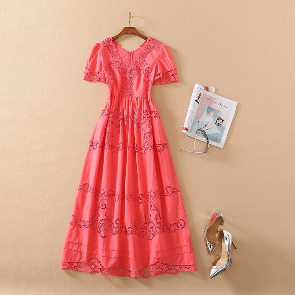 2021 spring short sleeve v neck hollow out milan runway dress designer dress brand same style dress 12.705, Black
2021 spring short sleeve v neck hollow out milan runway dress designer dress brand same style dress 12.705, Black