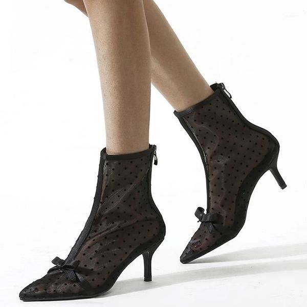 2021 latest design summer breathable mesh upper back zip dot butterfly-knot high heel ankle boots booties for ladies1, Black
2021 latest design summer breathable mesh upper back zip dot butterfly-knot high heel ankle boots booties for ladies1, Black