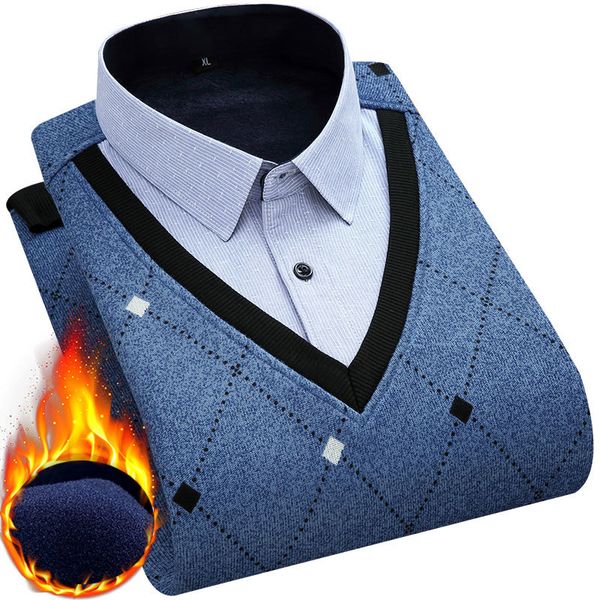 fake two pieces fashion winter men thermal shirts long sleeve turn-down collar knitted warm with velvet men casual printed shirt c1210, White;black
fake two pieces fashion winter men thermal shirts long sleeve turn-down collar knitted warm with velvet men casual printed shirt c1210, White;black