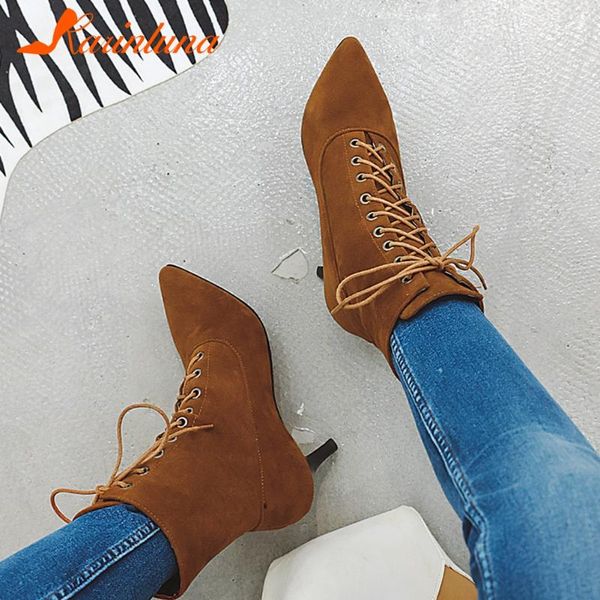 boots 2021 fashionable leisure women shoes pointed toe flock cross-tied elegant office ladies thin high heels solid short plush, Black
boots 2021 fashionable leisure women shoes pointed toe flock cross-tied elegant office ladies thin high heels solid short plush, Black