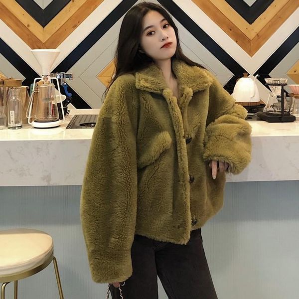 women's fur & faux winter long-sleeved hong kong-flavored green loose coat warm cotton female korean version clothing f458, Black
women's fur & faux winter long-sleeved hong kong-flavored green loose coat warm cotton female korean version clothing f458, Black