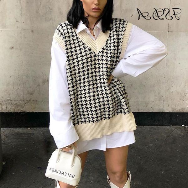 designer women houndstooth vest sweater casual autumn jumper knitted black friday 2021 deals, White
designer women houndstooth vest sweater casual autumn jumper knitted black friday 2021 deals, White