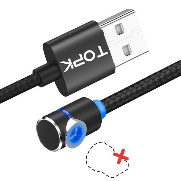 1m 24a max usb to 90 degree elbow magnetic charging cable with led indicator no plug
