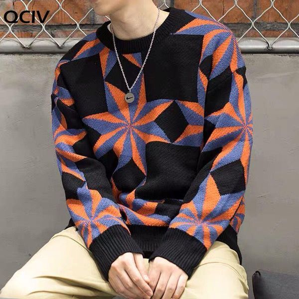 men's sweaters spring and autumn all-match retro color matching diamond plaid sweater male 3d personality tide brand lazy couple pullov, White;black
men's sweaters spring and autumn all-match retro color matching diamond plaid sweater male 3d personality tide brand lazy couple pullov, White;black