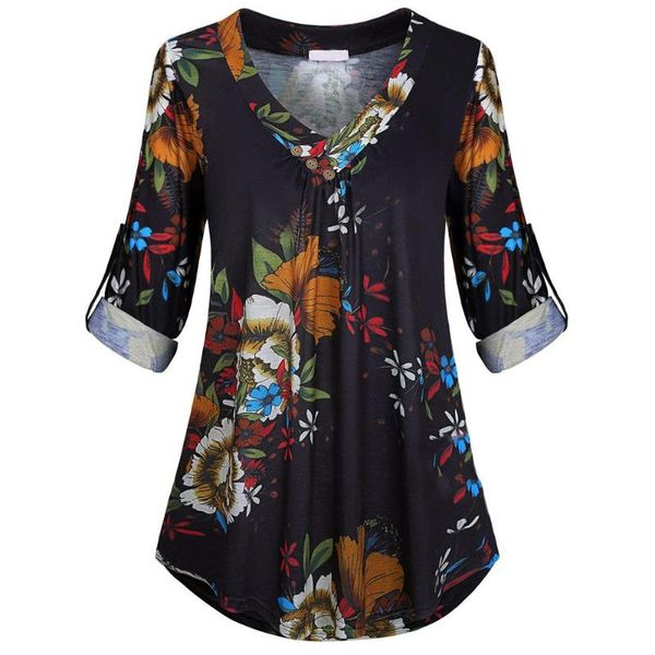 women flowers print v-neck button blouse shirt plus size long sleeve rolled long sleeve ladies tunique femme #yj, White
women flowers print v-neck button blouse shirt plus size long sleeve rolled long sleeve ladies tunique femme #yj, White