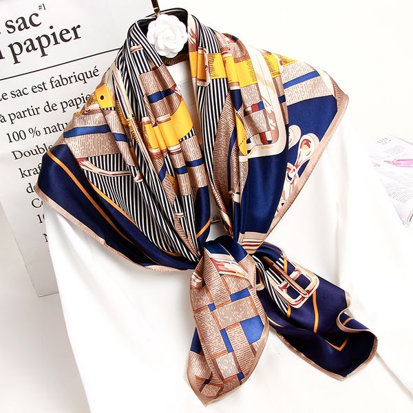 women's handkerchief 88*88cm brand 2020 shawls and vintage yellow lady wrappers printed 100% square bandana silk scarves lsdm, Blue;gray
women's handkerchief 88*88cm brand 2020 shawls and vintage yellow lady wrappers printed 100% square bandana silk scarves lsdm, Blue;gray