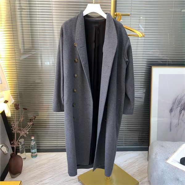 2020 new women's gray thick long coat double breasted wide waist simple turn-down collar outwear new autumn and winter1, Black
2020 new women's gray thick long coat double breasted wide waist simple turn-down collar outwear new autumn and winter1, Black