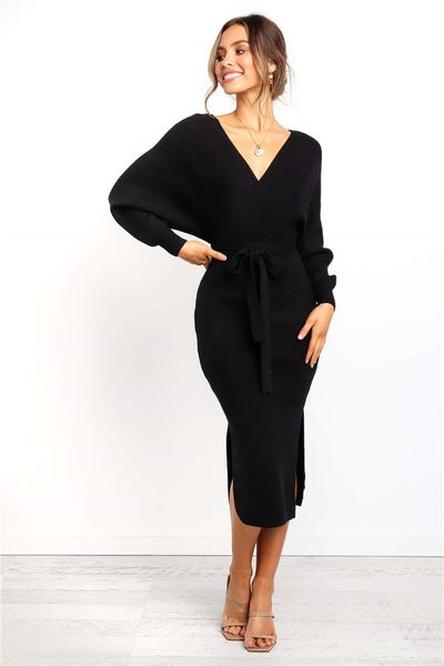 knit dress autumn vneck cross belt sweater knit dress slim winter long sleeve pure color elegant women render skirt 121607, Black;gray
knit dress autumn vneck cross belt sweater knit dress slim winter long sleeve pure color elegant women render skirt 121607, Black;gray