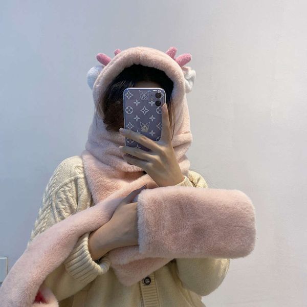 plush pink soft beige cute antler hat scarf glove autumn and winter thickening extended student suit, Blue;gray
plush pink soft beige cute antler hat scarf glove autumn and winter thickening extended student suit, Blue;gray