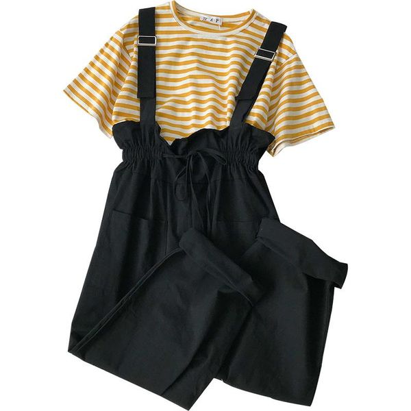 women's tracksuits 2 piece set women summer pants striped t-shirt + fashion overall white khaki outfits for casual plus size, Gray
women's tracksuits 2 piece set women summer pants striped t-shirt + fashion overall white khaki outfits for casual plus size, Gray