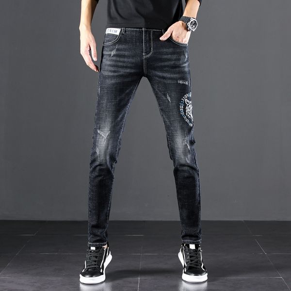 autumn 2020 new slim korean fashion embroidery black jeans leggings men's, Blue
autumn 2020 new slim korean fashion embroidery black jeans leggings men's, Blue