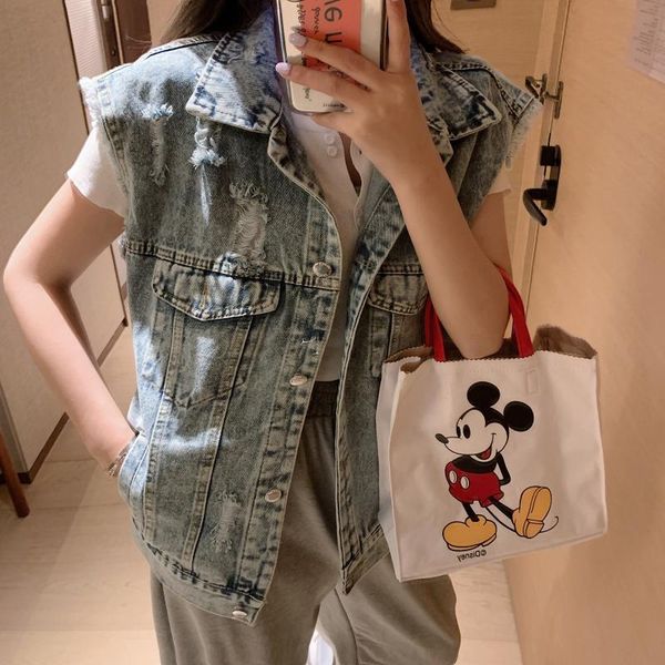 women's vests denim vest female spring and autumn korean style loose sleeveless waistcoat outer wear ripped fashionable jacket, Black;white
women's vests denim vest female spring and autumn korean style loose sleeveless waistcoat outer wear ripped fashionable jacket, Black;white