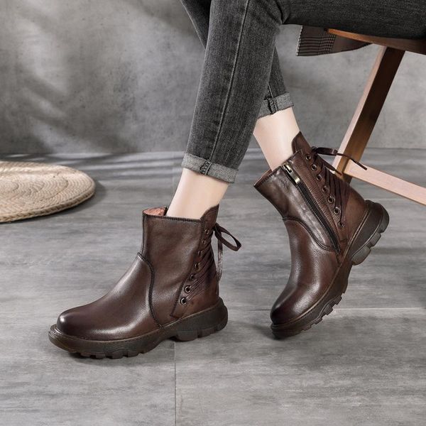 deat 2021 new spring and summer fashion casual leather cowhide single boot back lace up soft bottom boots women's sh376, Black
deat 2021 new spring and summer fashion casual leather cowhide single boot back lace up soft bottom boots women's sh376, Black
