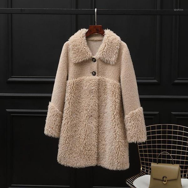 women's fur & faux 2021 women winter real coats with sheep collar fashionl female outwear natural shearing mid-long overcoat q2741, Black
women's fur & faux 2021 women winter real coats with sheep collar fashionl female outwear natural shearing mid-long overcoat q2741, Black