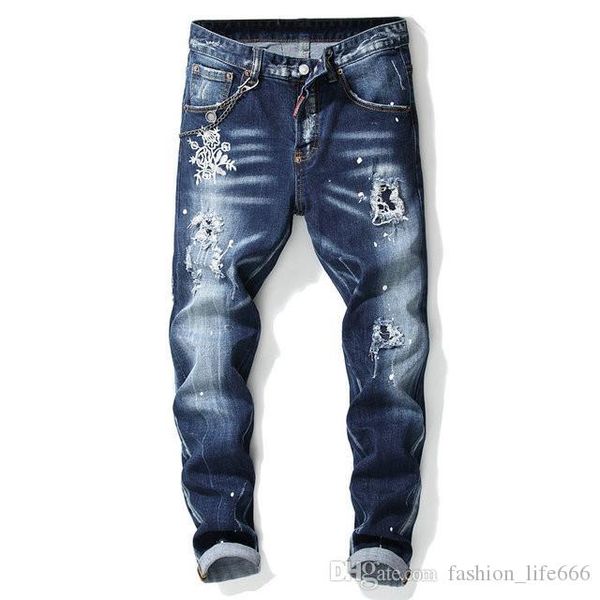 men's slim-fit jeans are designed with fashionable grinder explosion slim-fit denim, ruined denim hip-hop styles and trendy crime rippe, Blue
men's slim-fit jeans are designed with fashionable grinder explosion slim-fit denim, ruined denim hip-hop styles and trendy crime rippe, Blue