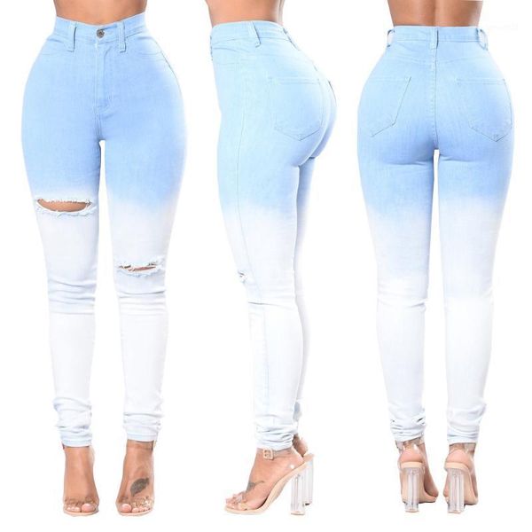 women's jeans liberjog women slim elastic skinny blue white gradient holes plus size pencil pants denim spring autumn trousers1
women's jeans liberjog women slim elastic skinny blue white gradient holes plus size pencil pants denim spring autumn trousers1
