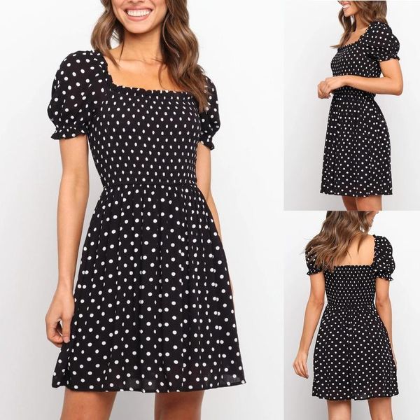 casual dresses women dress fashion spring and summer short-sleeved square neck polka dot print vestidos elegantes para mujer, Black;gray
casual dresses women dress fashion spring and summer short-sleeved square neck polka dot print vestidos elegantes para mujer, Black;gray
