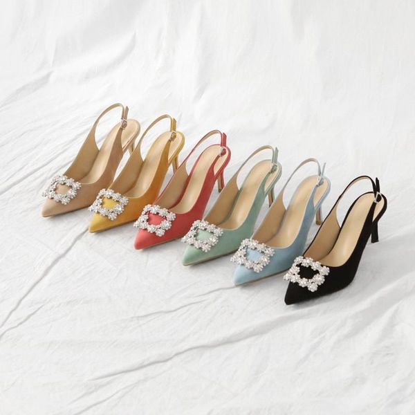 dress shoes summer women pointed toe sandals fashion slingback flock pumps crystal square buckle high heels lady concise, Black
dress shoes summer women pointed toe sandals fashion slingback flock pumps crystal square buckle high heels lady concise, Black