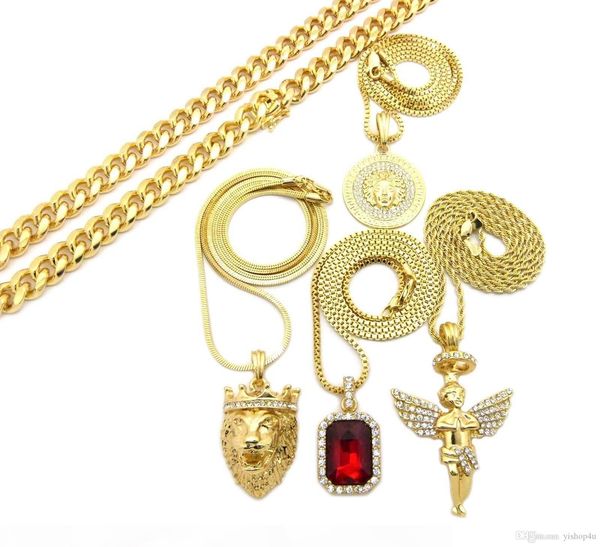 hip hop red ruby angel necklaces lion 12mm 30inch cuban chain 5pcs necklace set singer rapper bling accessories, Silver
hip hop red ruby angel necklaces lion 12mm 30inch cuban chain 5pcs necklace set singer rapper bling accessories, Silver