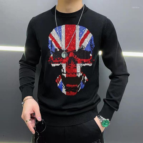 european brand men's sweater fashion casual diamond flag pattern skull warm pullover slim -5xl1, White;black
european brand men's sweater fashion casual diamond flag pattern skull warm pullover slim -5xl1, White;black
