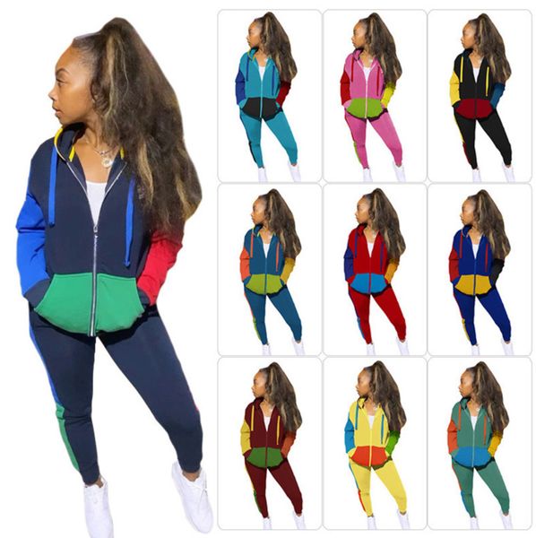 women tracksuits 2 pieces set designer 2020 outfits multi color splicing zipper hoodie coat pants 10 colours 6 size leisure sportwear j22, Gray
women tracksuits 2 pieces set designer 2020 outfits multi color splicing zipper hoodie coat pants 10 colours 6 size leisure sportwear j22, Gray