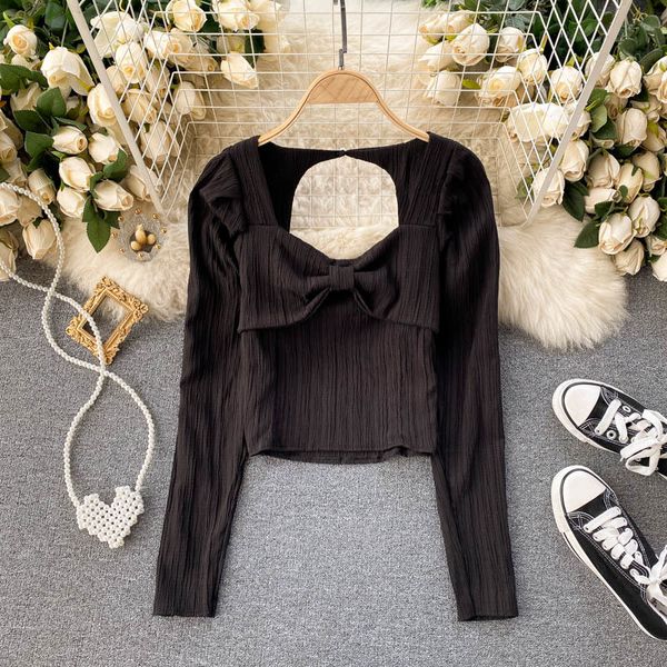 2021 new female singer no back blouse sweet long thin autumn fashion short shirts streetwear b1fk, White
2021 new female singer no back blouse sweet long thin autumn fashion short shirts streetwear b1fk, White