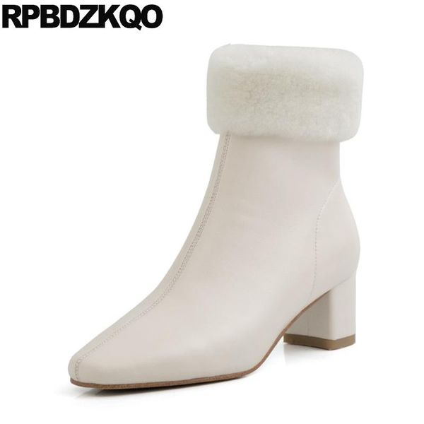 boots 2021 ankle shoes side zip chunky sheepskin women winter beige thick genuine leather square toe luxury high heel big size, Black
boots 2021 ankle shoes side zip chunky sheepskin women winter beige thick genuine leather square toe luxury high heel big size, Black