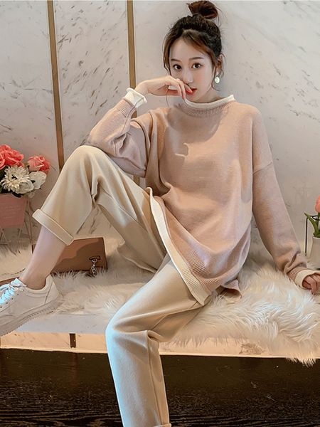 pregnant medium long style wear spring coat women's sweater loose two piece winter and autumn outer, White
pregnant medium long style wear spring coat women's sweater loose two piece winter and autumn outer, White