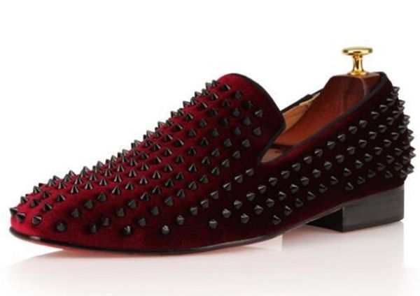 wine red spikes red bottoms loafers men burgundy velvet slippers studded studs casual shoes wedding men's dress shoes genuine leather f, Black
wine red spikes red bottoms loafers men burgundy velvet slippers studded studs casual shoes wedding men's dress shoes genuine leather f, Black