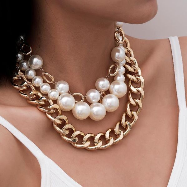 chokers multilayer retro exaggerated cuban imitation pearl chain necklace women punk hip hop large beaded thick necklaces girl jewelry, Golden;silver
chokers multilayer retro exaggerated cuban imitation pearl chain necklace women punk hip hop large beaded thick necklaces girl jewelry, Golden;silver