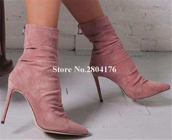 boots selling women fashion pointed toe suede leather thin heel short pink blue zipper-up high ankle dress shoes, Black
boots selling women fashion pointed toe suede leather thin heel short pink blue zipper-up high ankle dress shoes, Black