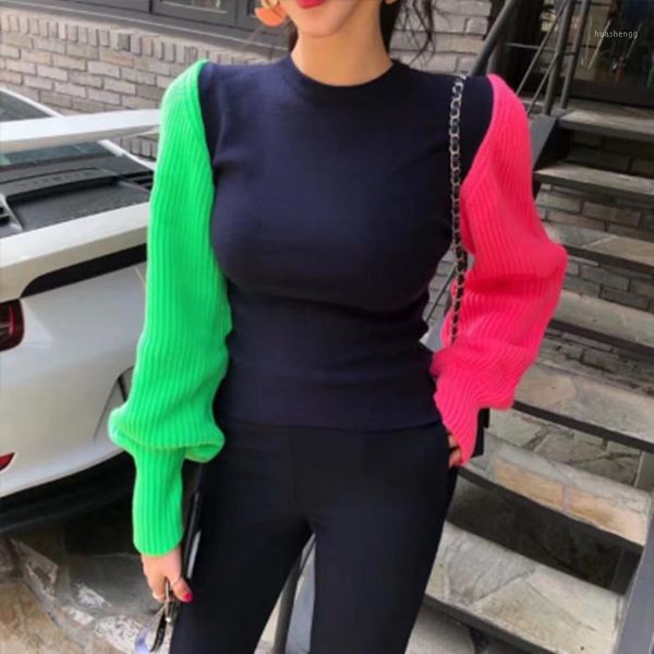2020 new women sweater puff sleeve color matching sweater women vintage all match knitting autumn fashion sweaters elegant1, White;black
2020 new women sweater puff sleeve color matching sweater women vintage all match knitting autumn fashion sweaters elegant1, White;black