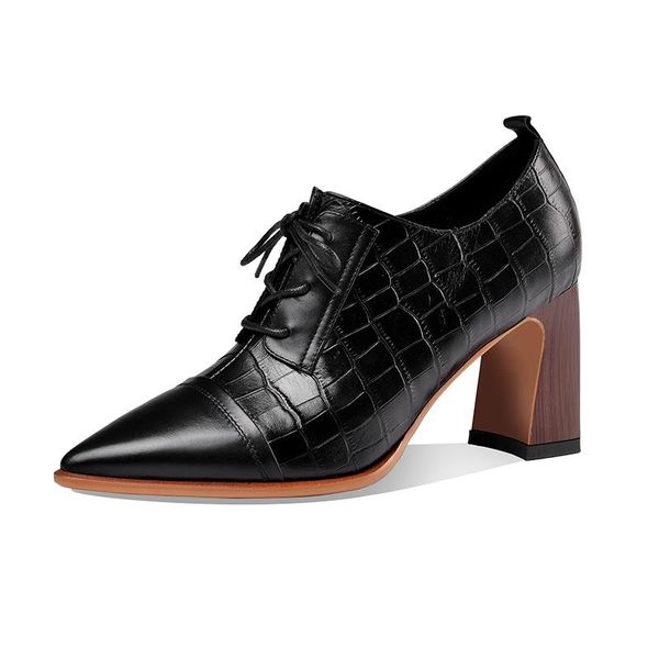 women cow leather party shoes prom pumps spring summer lace up pointed toe high heels 2020 fashion shoes woman, Black
women cow leather party shoes prom pumps spring summer lace up pointed toe high heels 2020 fashion shoes woman, Black
